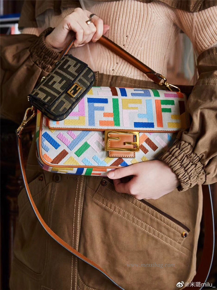 fendi baguette multicolor ff canvas bag